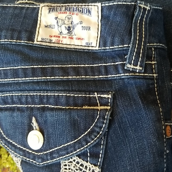 Y2k TRUE RELIGION Joey Dark Low FLARE HorseShoe Topstitched Bell IT Jeans 29 EUC - Picture 10 of 16